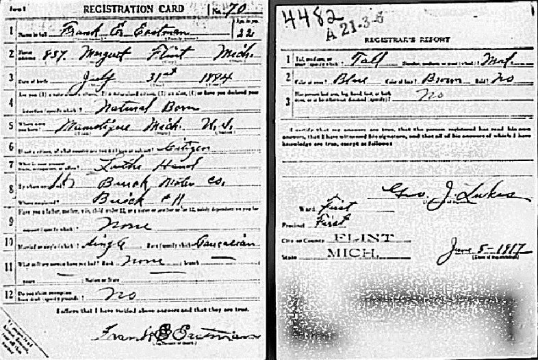 Frank Eastman
Draft Card