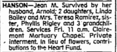Jean (Borland) Hanson
Obituary