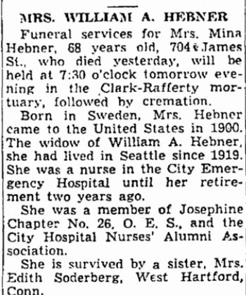 Mina (Shattuck) Hebner
Obituary