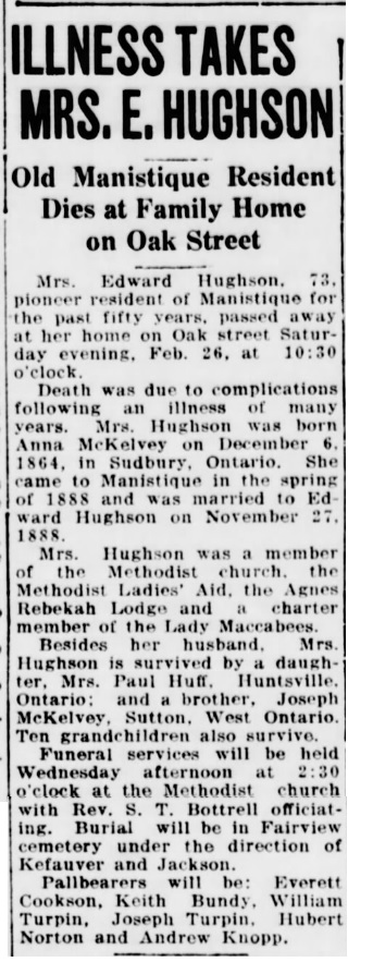 Anna (McKelvey) Hughson
Obituary