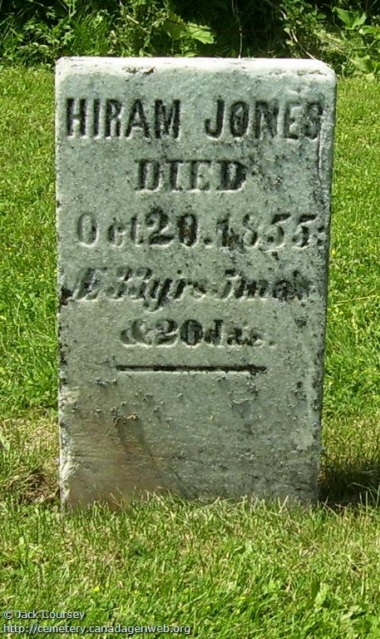 Hiram Jones
Eckhart Cemetery
Markham, Ontario