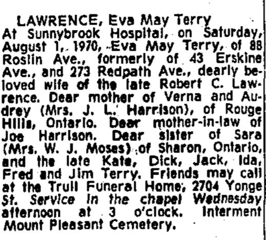 Eva (Terry) Lawrence
Obituary