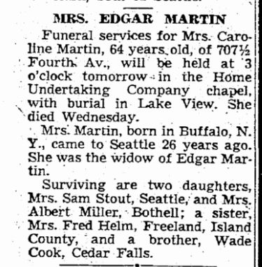 Caroline (Cook) Martin
Obituary