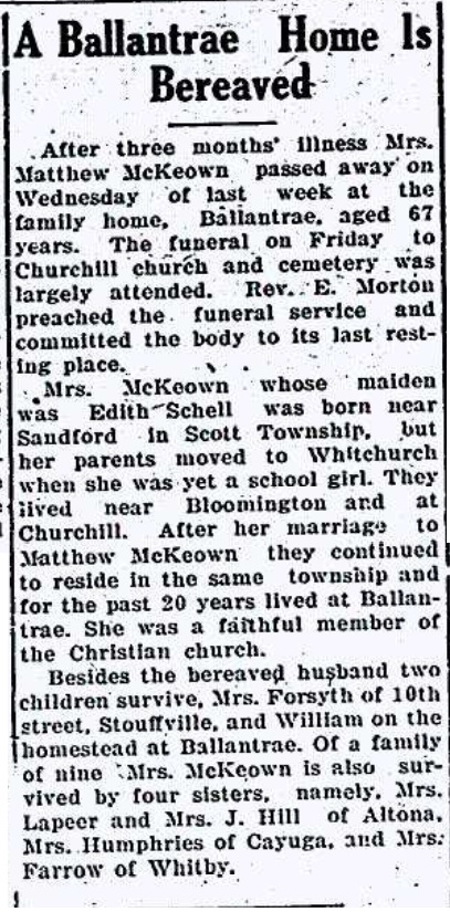 Edith (Schell) McKeown
Obituary