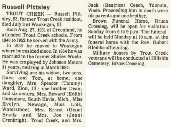 Russell Pittsley
Obituary