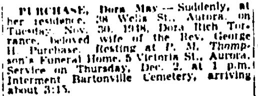 Dora (Rich) (Torrance) Purchase
Obituary