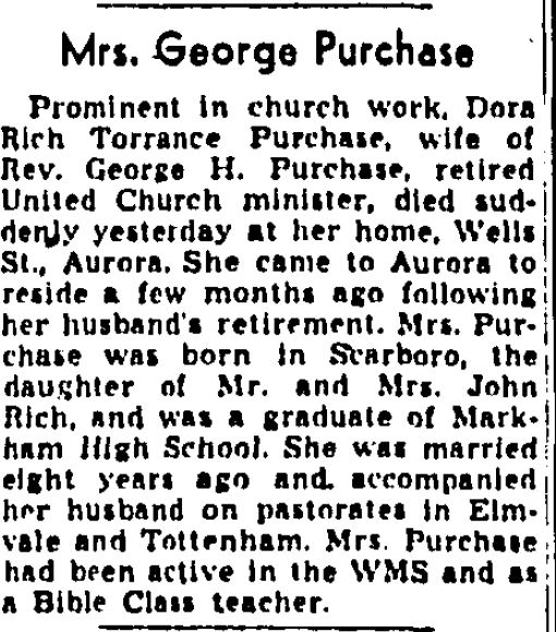 Dora (Rich)(Torrence) Purchase
Obituary