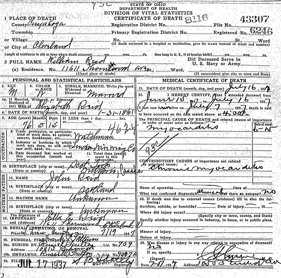 William Reid
Death Registration