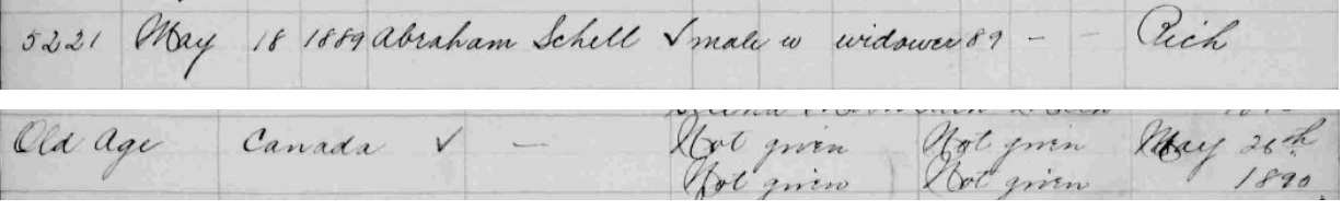 Benjmain Schell
Death Registration
