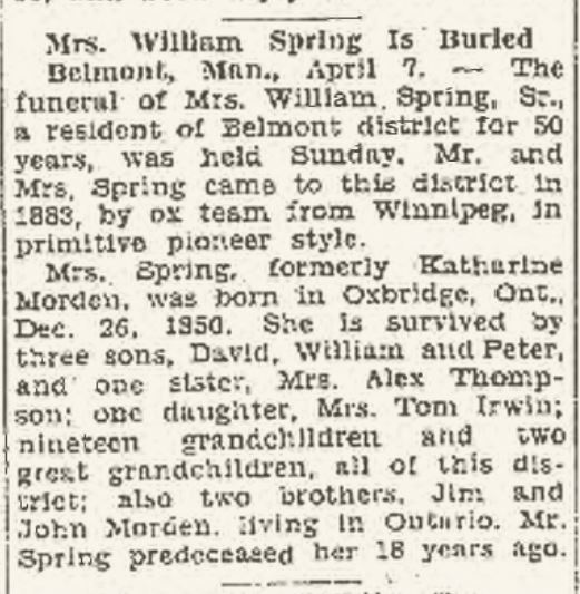 Katherine (Morden) Spring
Obituary